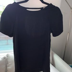 Black Silk Backless Work Blouse